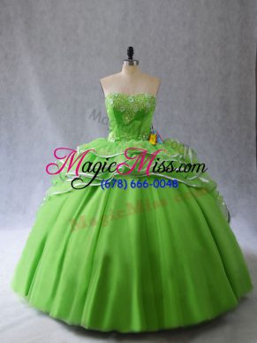 Affordable Ball Gowns Appliques and Ruffles Quince Ball Gowns Lace Up Tulle Sleeveless