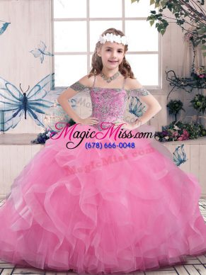 Lilac Pageant Dress Wholesale Party and Sweet 16 and Wedding Party with Beading Off The Shoulder Sleeveless Lace Up