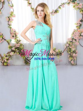 Luxurious Chiffon Sleeveless Floor Length Bridesmaid Dress and Beading
