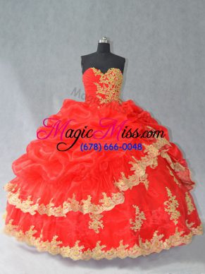 Organza Sleeveless Floor Length Quinceanera Gowns and Lace and Appliques and Pick Ups