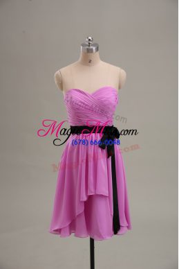 Chiffon Sweetheart Sleeveless Zipper Ruching Prom Dresses in Lilac