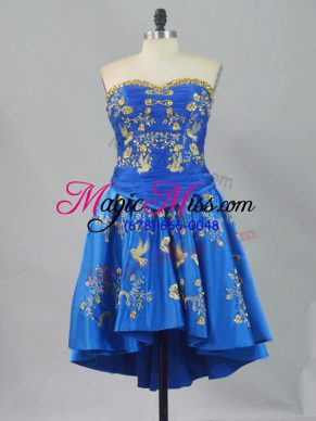 Blue Sleeveless Lace Up Dress for Prom for Prom and Party and Military Ball