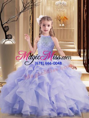 Discount Sleeveless Little Girl Pageant Gowns Brush Train and Beading and Ruffles