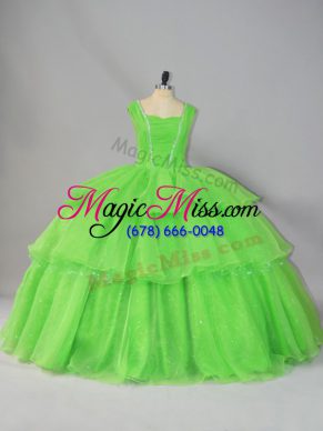 Glittering Sleeveless Beading and Ruffled Layers and Ruching Floor Length Quinceanera Dress