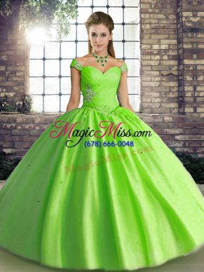 Sleeveless Tulle Lace Up Quinceanera Dress for Military Ball and Sweet 16 and Quinceanera