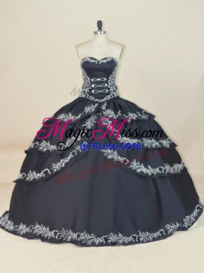 Chic Sleeveless Lace Up Floor Length Embroidery Quinceanera Dresses