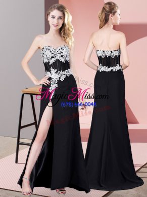 Pretty Column/Sheath Dress for Prom Black Sweetheart Chiffon Sleeveless Floor Length Zipper