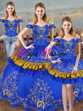 Blue Sleeveless Satin Lace Up Sweet 16 Quinceanera Dress for Sweet 16 and Quinceanera