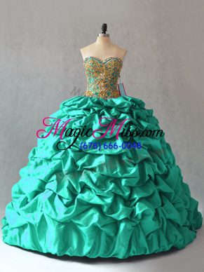 Turquoise Sweetheart Neckline Beading and Pick Ups Quinceanera Dress Sleeveless Lace Up
