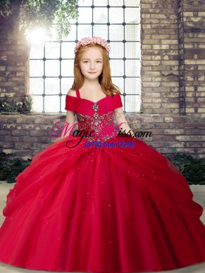 Top Selling Sleeveless Beading Lace Up Girls Pageant Dresses
