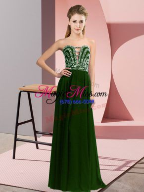 Low Price Sleeveless Lace Up Floor Length Beading Prom Party Dress