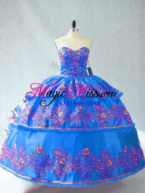 Suitable Organza Sleeveless Floor Length Ball Gown Prom Dress and Embroidery