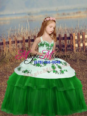 Sleeveless Embroidery Zipper Little Girl Pageant Gowns