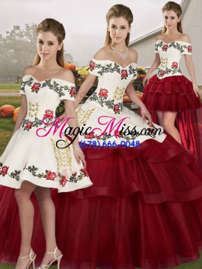 Sleeveless Brush Train Embroidery and Ruffled Layers Lace Up Vestidos de Quinceanera