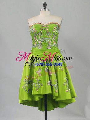 Mini Length Olive Green Homecoming Dress Online Sleeveless Embroidery