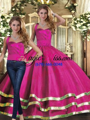 Luxurious Sleeveless Ruffled Layers Lace Up Sweet 16 Dresses