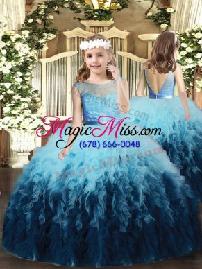 Simple Multi-color Little Girls Pageant Dress Party and Wedding Party with Ruffles Scoop Sleeveless Backless
