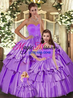 Sweetheart Sleeveless Taffeta Quinceanera Gown Ruffled Layers Lace Up