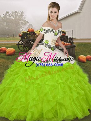 Best Selling Sleeveless Embroidery and Ruffles Lace Up Quinceanera Gowns