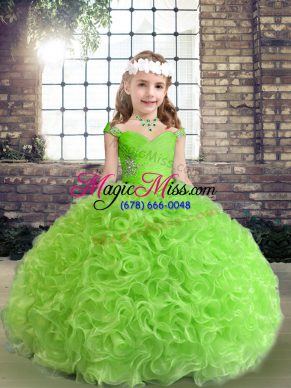 Beauteous Straps Sleeveless Lace Up Pageant Gowns For Girls Fabric With Rolling Flowers
