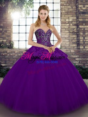 New Style Sweetheart Sleeveless Tulle Sweet 16 Dresses Beading and Appliques Lace Up