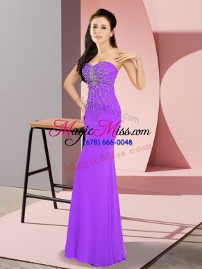 Chiffon Sweetheart Sleeveless Zipper Beading Prom Evening Gown in Lavender