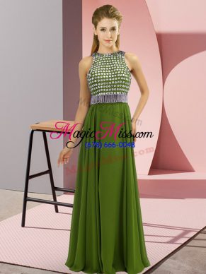 Chiffon Sleeveless Floor Length Going Out Dresses and Beading