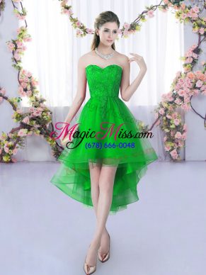 Smart Sleeveless Lace Up High Low Lace Court Dresses for Sweet 16