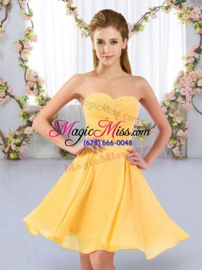 Customized Sweetheart Sleeveless Lace Up Bridesmaids Dress Gold Chiffon