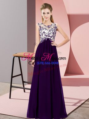 Noble Scoop Sleeveless Chiffon Dama Dress for Quinceanera Beading and Appliques Zipper
