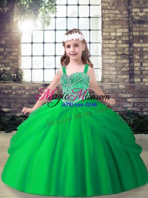 New Arrival Beading and Pick Ups Kids Pageant Dress Lace Up Sleeveless Floor Length