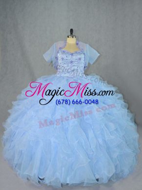 Ball Gowns 15 Quinceanera Dress Blue Sweetheart Organza Sleeveless Floor Length Lace Up