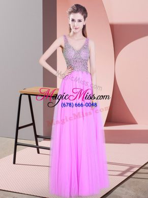 Most Popular Sleeveless Zipper Floor Length Beading Prom Party Dress