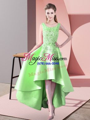 High Low Yellow Green Court Dresses for Sweet 16 Sleeveless Lace