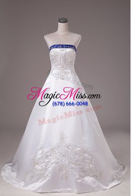 Fine Ball Gowns Sleeveless White Bridal Gown Brush Train Lace Up