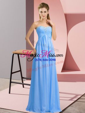 Best Selling Chiffon Sweetheart Sleeveless Lace Up Beading Formal Dresses in Blue