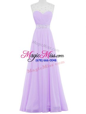 High Class Floor Length Empire Sleeveless Lavender Prom Dresses Backless