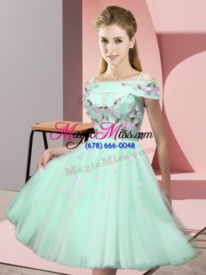 Great Off The Shoulder Short Sleeves Tulle Quinceanera Court Dresses Appliques Lace Up