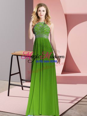 Custom Design Sleeveless Backless Floor Length Beading Prom Dress