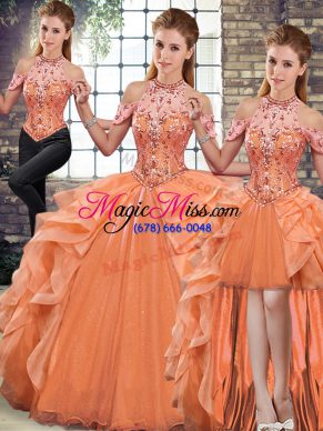 Sumptuous Sleeveless Lace Up Floor Length Beading and Ruffles Sweet 16 Quinceanera Dress