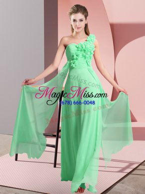 Free and Easy Green Lace Up Bridesmaid Dress Hand Made Flower Sleeveless Floor Length