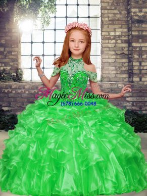 High-neck Sleeveless Lace Up Child Pageant Dress Organza