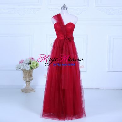 Floor Length Empire Sleeveless Wine Red Bridesmaids Dress Zipper