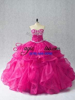 Top Selling Sweetheart Sleeveless Organza Vestidos de Quinceanera Beading and Ruffles Lace Up
