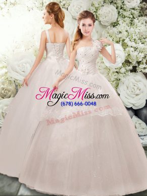 White Sleeveless Tulle Lace Up Wedding Dress for Wedding Party