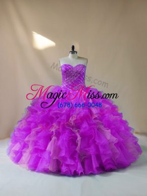 Beauteous Sleeveless Lace Up Sweet 16 Dresses in Multi-color with Beading and Ruffles