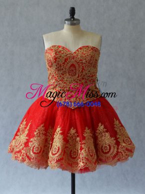 Sleeveless Appliques and Embroidery Lace Up Dress for Prom