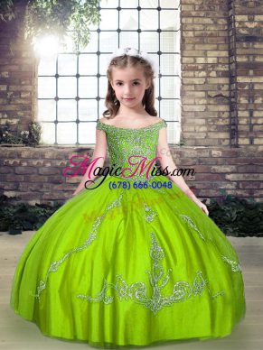 Sleeveless Lace Up Floor Length Beading Pageant Dress for Teens
