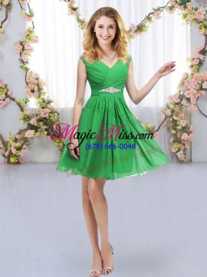 Custom Design Mini Length Empire Sleeveless Green Bridesmaid Gown Zipper