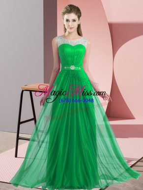 Amazing Green Lace Up Court Dresses for Sweet 16 Beading Sleeveless Floor Length